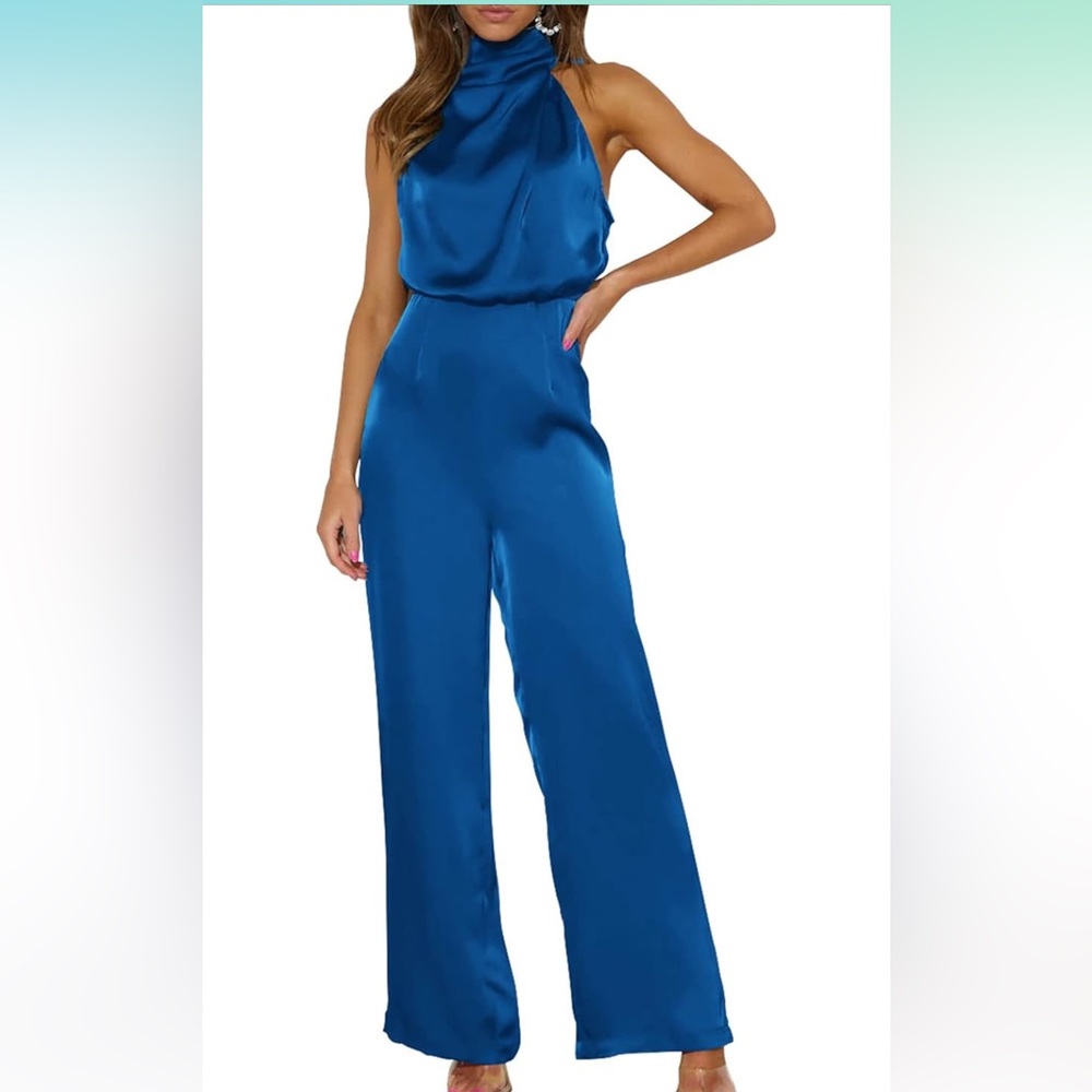 Blue Women's Satin Jumpsuits